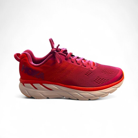 Hoka One One Clifton 6 Women’s 8.5 Poppy Red Running Shoes | Cushioned Trainer - Picture 1 of 9